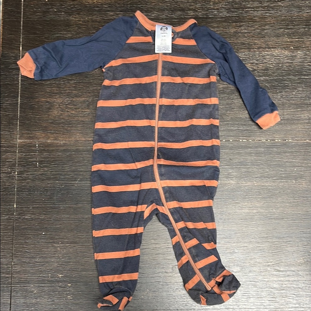 Gerber Navy and Orange Striped Kids Footie